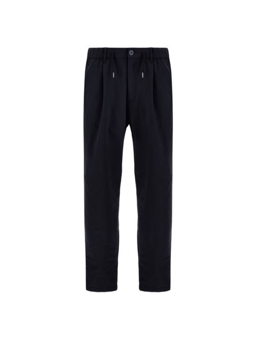 Pantaloni da uomo in tessuto tecnico con coulisse e pinces, colore blu navy HERNO | PT000145U125399200